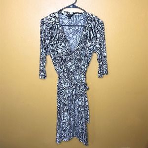 George Brown Black V-Neck Wrap Dress, S